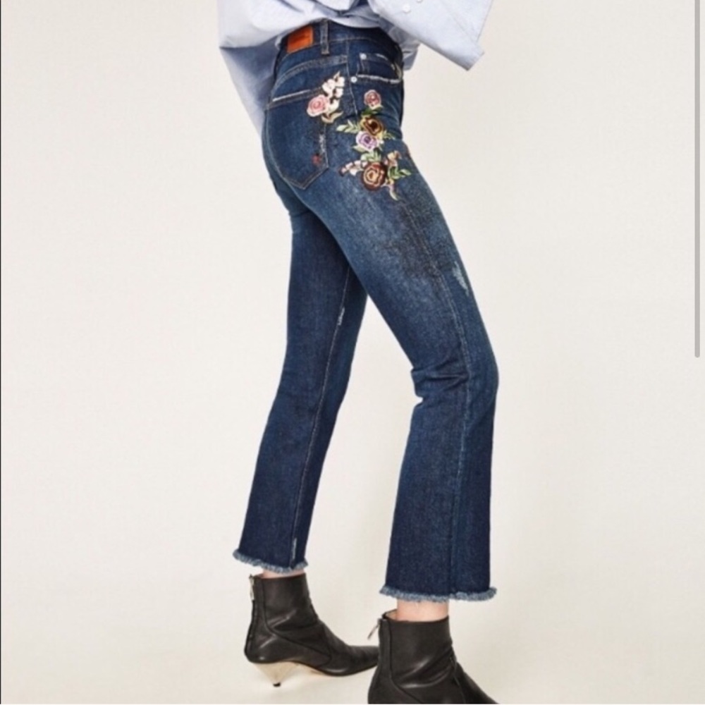 Zara cropped floral denim